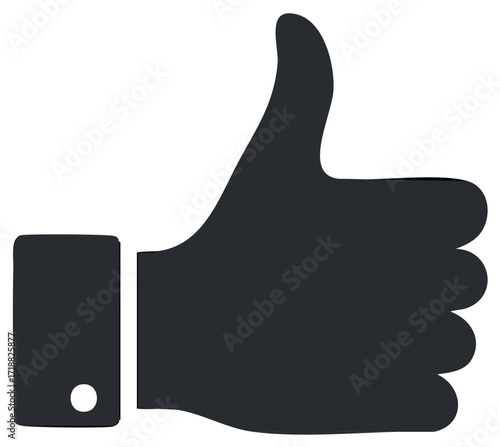Simple dark gray thumbs up icon symbolizing approval and positive feedback