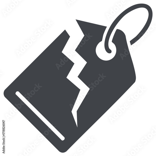 Broken Price Tag Icon Symbol for Canceled Sale or Invalid Price