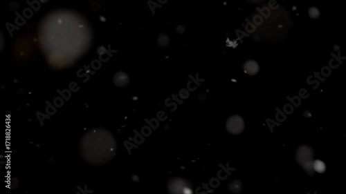 Christmas seasonal winter xmas snow and flakes animation particle overlay in black background 4k video