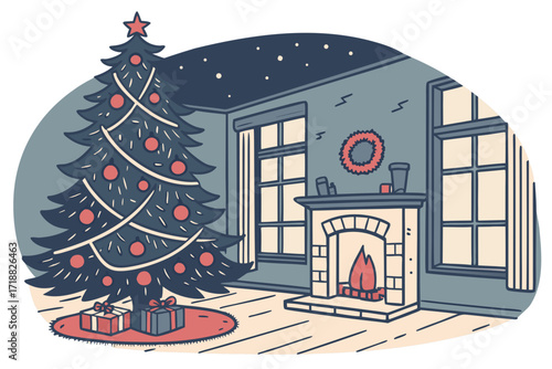 santa claus and christmas tree