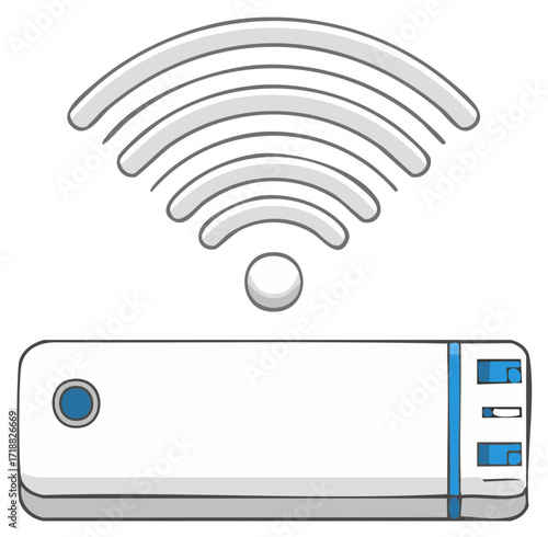 Wireless router transmitting Wi-Fi signal for internet connectivity and network communication