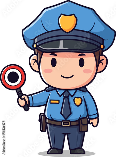 friendly neighborhood officer a cartoon policemans cheerful greeting, isolated on transparent background