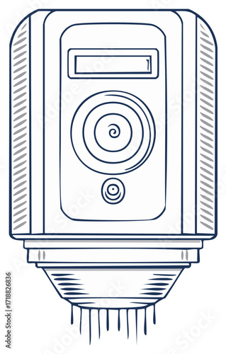 Stylized illustrated modern outdoor electric meter, drawing