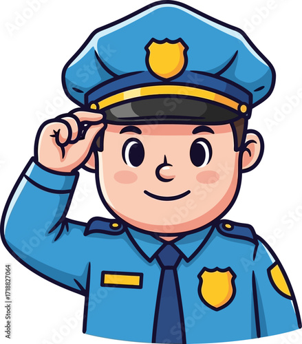 friendly neighborhood police officer a cartoon of community safety, isolated on transparent background