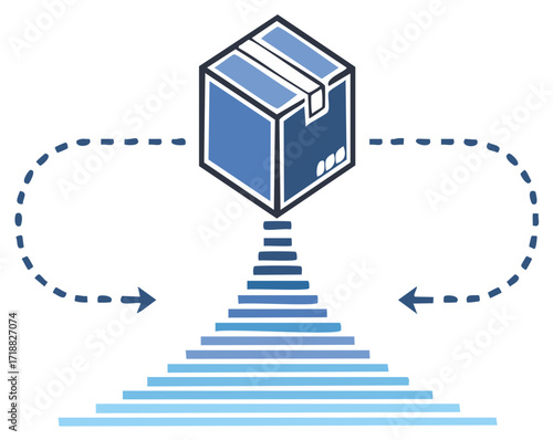Logistics and Supply Chain Process Icon with Package and Return Loop Arrow for E-commerce Distribution