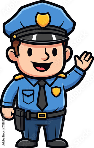 friendly neighborhood police officer a cartoon of community safety, isolated on transparent background