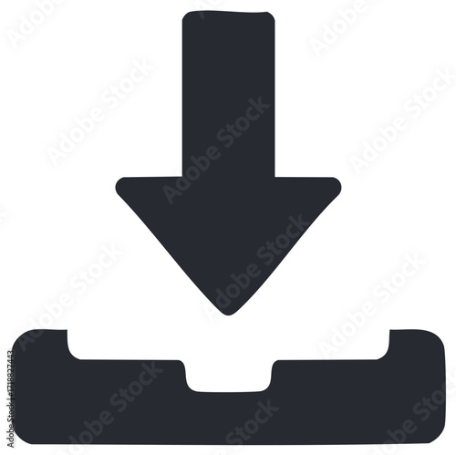 Download symbol illustration, data storage and internet transfer icon, file transfer, arrow pointing down, sharing resources