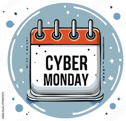 Cyber Monday Calendar Illustration Promotional E-commerce Event Sale Reminder