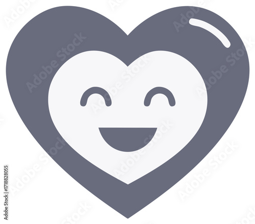 Happy smiling heart face emoji icon a simple flat graphic for love affection and joy
