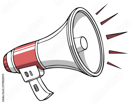White and red bullhorn for communication and spreading vital information