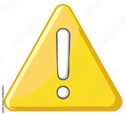 Alert Exclamation Mark Warning Sign in a Yellow Triangle Cartoon Style Illustration