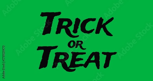Marketing presenting jagged Trick or Treat text floating on transparent field with divider lines