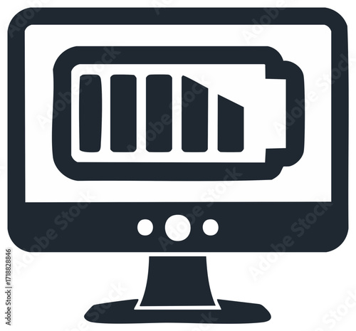 Computer monitor displaying a low battery indicator symbol