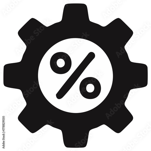 Percent Icon Inside Gear Symbolizing Rate Adjustment or Mechanical Discounting
