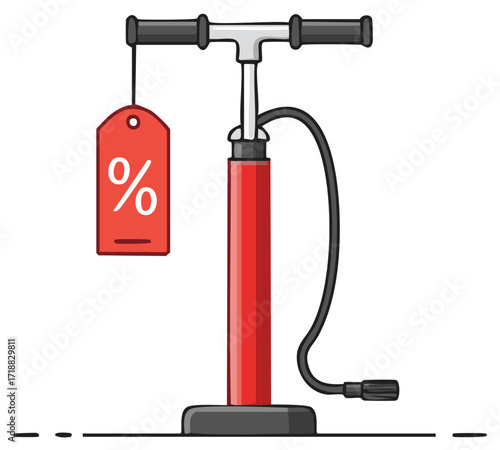 Red Air Pump with Percentage Tag Hanging from the Handle for Sale