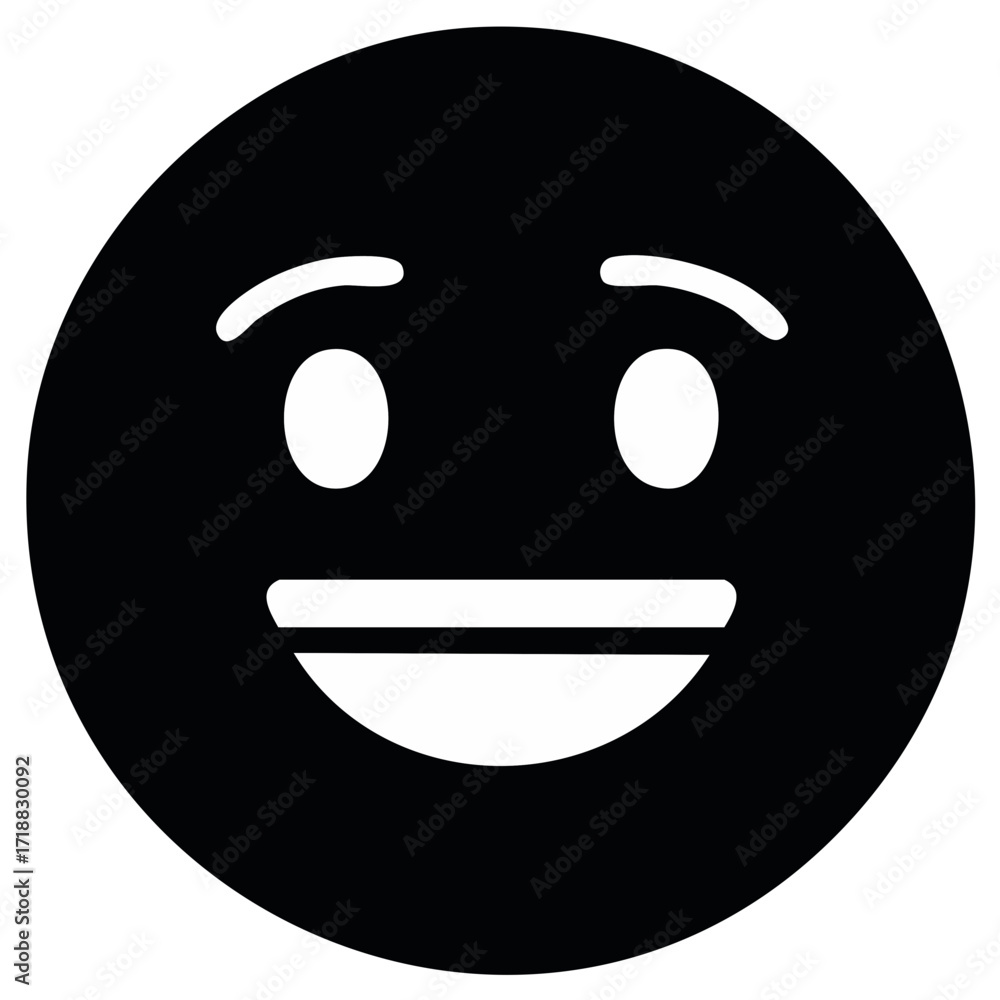 Fototapeta premium Cheerful Face Emoji Expressing Happiness Delight Icon in Dark Theme for Digital Communication and Social Media