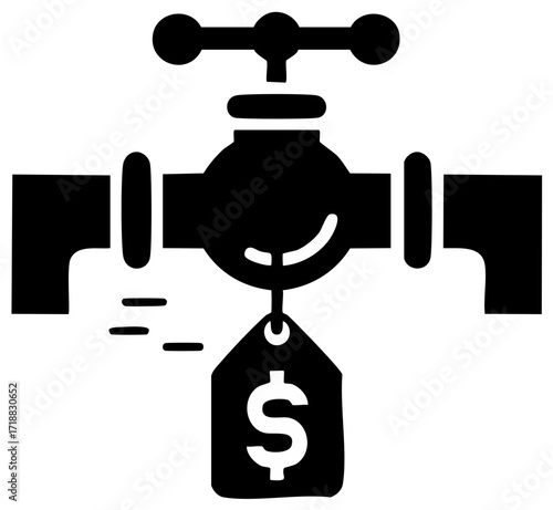 Water Tap with Dollar Sign Tag Illustrating High Water Prices, Bills and Cost