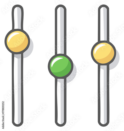 Three colorful sliders with yellow and green knobs symbolizing control and adjustment