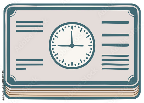 Stylized Illustration of an Open Book with Clock on the Page Revealing Time and Knowledge