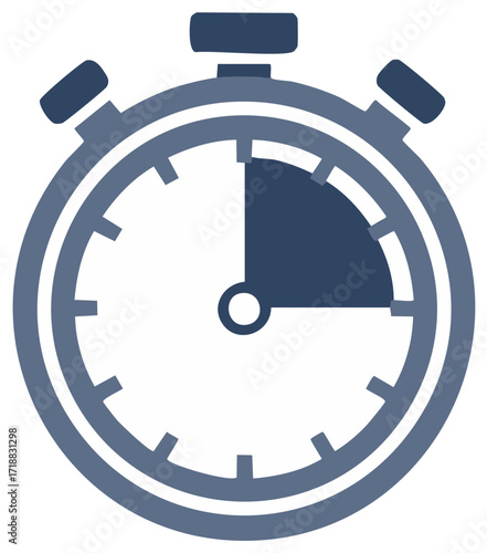 Stylized stopwatch timer graphic concept, measuring time duration