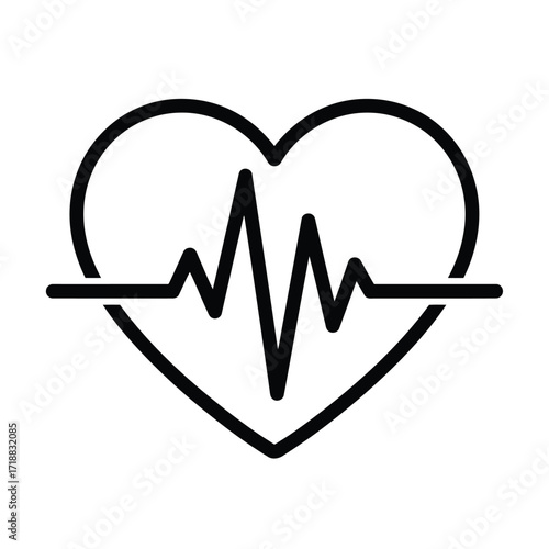 Vector illustration of illustration of heartbeat line inside a heart shape