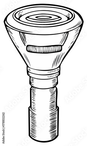 Hand-drawn trumpet mouthpiece illustration for music concepts