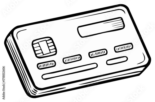 Hand Drawn Illustration of a Generic Credit Card with Chip and Magnetic Stripe