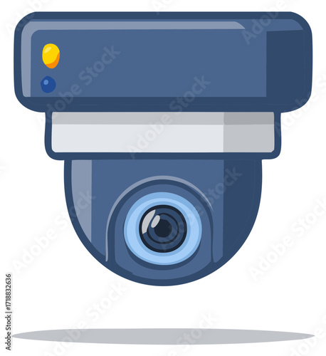 Blue cartoon surveillance camera illustration
