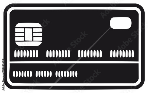 Black And White Credit Card With Chip Isolated On Background
