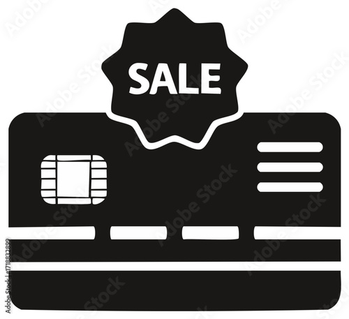Credit Card With Sale Tag Icon for Commerce and Discounts
