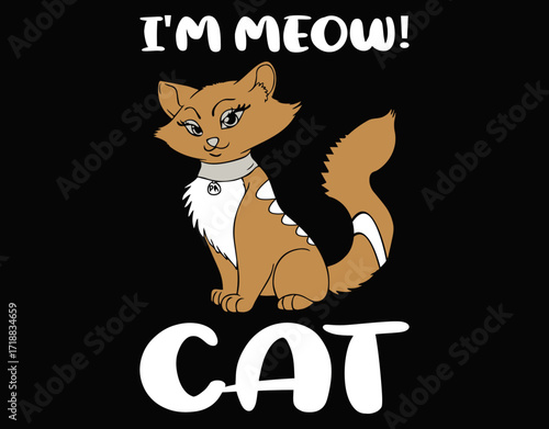 Meow I'm A Cat Halloween Costume - printable editable vector art file.