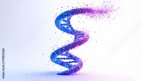 Glowing Neon DNA Structure A 3D Render of Genetic Code