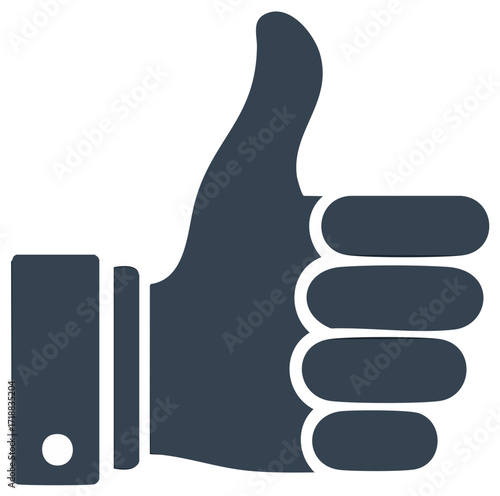Dark Blue Thumbs Up Hand Gesture Vector Icon for Approval, Like, and Success