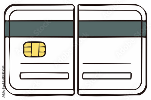 Two Stylized Credit Card Illustrations Showing EMV Chip and Magnetic Stripe Technology