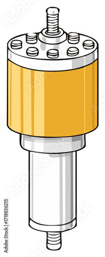 Mechanical device illustration with cylinder, screw, and fastener details