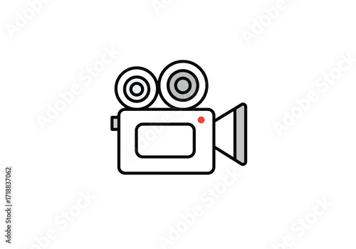 Simple illustration of a vintage film camera, showcasing its classic design and lens details.