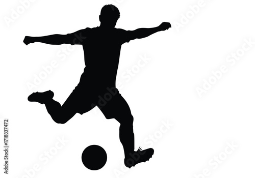 Vector illustration of illustration of soccer player kicking ball
