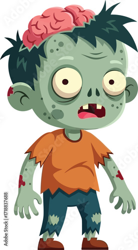 Cartoon zombie vector illustration for halloween design