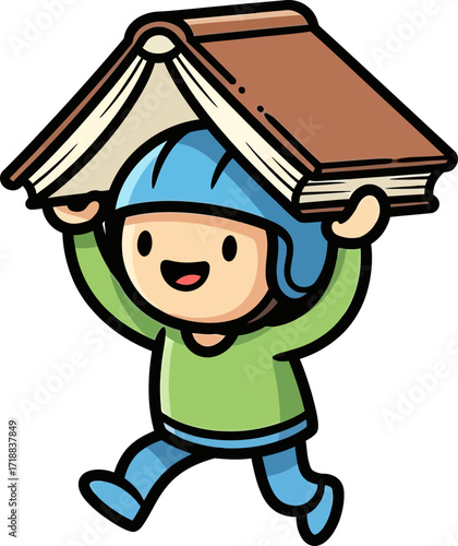 little bookworms joyful knowledge journey a whimsical cartoon adventure, isolated on transparent background