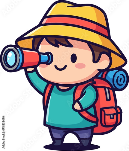 little explorers big adventure a whimsical cartoon journey, isolated on transparent background