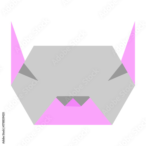 Cat Origami Vector Flat Icon Design