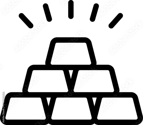 Black gold bars icon - outline