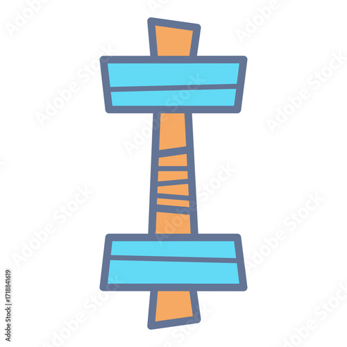 Icon of stylized dumbbell with colorful sections. For use in fitness-related applications and materials. Health and exercise concept