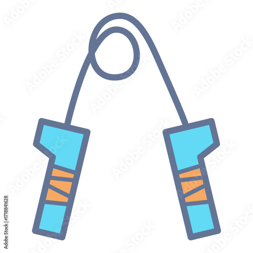 Jump rope with blue handles and orange grips. Perfect for cardio workouts and ideal for improving agility and coordination