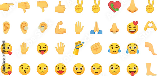 Emojis of body parts and facial expressions vector image