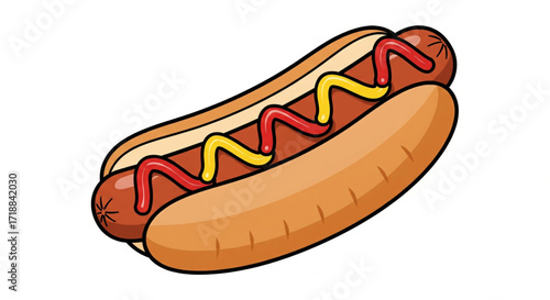 A delicious hot dog in a soft bun, topped with ketchup and mustard.