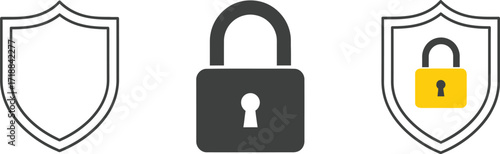 Security shield padlock icon protection safety and privacy