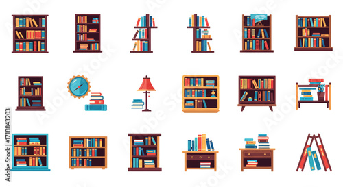 Bookcases Collection Varied Styles Filled With Books Home Library high quality professional