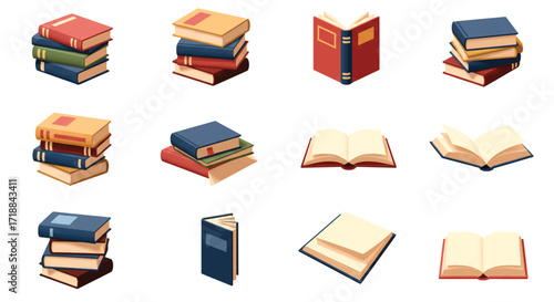 Stack of books Collection of colorful literature for reading and education Knowledge and learning high quality professional
