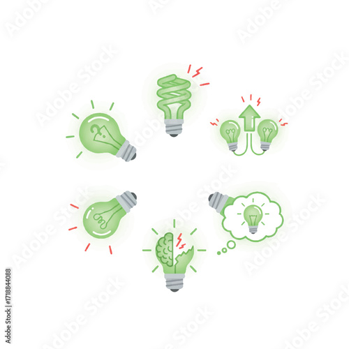 Lightbulbs Glowing with Ideas Creative Thinking Brainstorming Solutions high quality professional